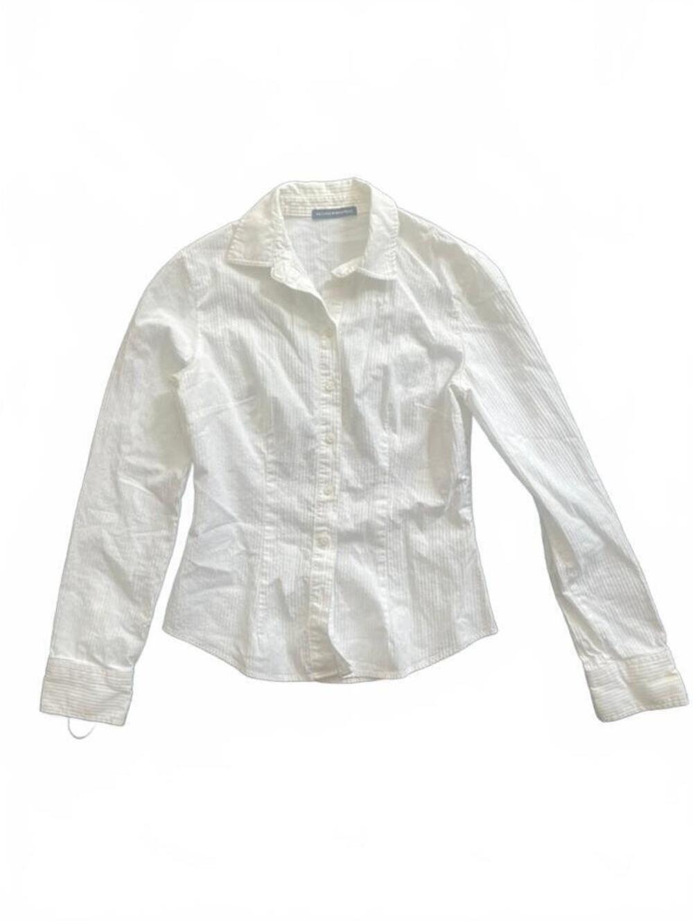Brandy Melville White Fitted Button-Up Cotton Shirt